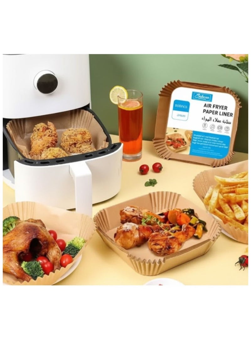 SOLARAE 100pcs Square Air Fryer Paper Liners – 20cm Non-Stick Disposable Parchment Paper for Baking & Roasting - Image 4